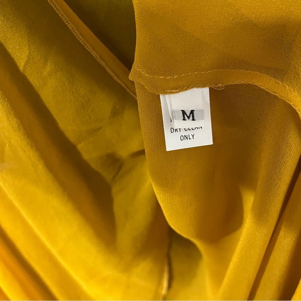 Vintage Marian Clayden 100% Silk Chiffon Mustard Yellow Sheer Blouse Cover Up - Picture 9 of 9